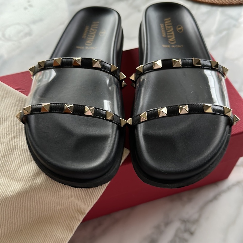 Valentino rockstud clear slides